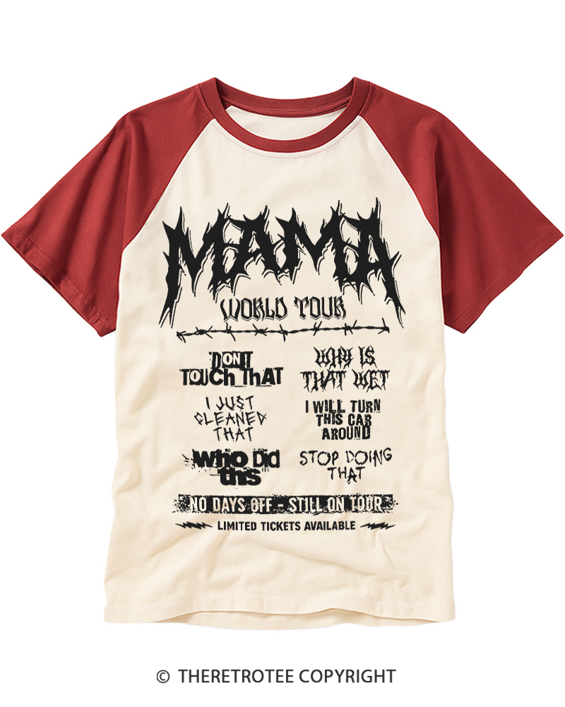 TheRetroTee Mom World Tour 1980s Raglan Baseball T-Shirt