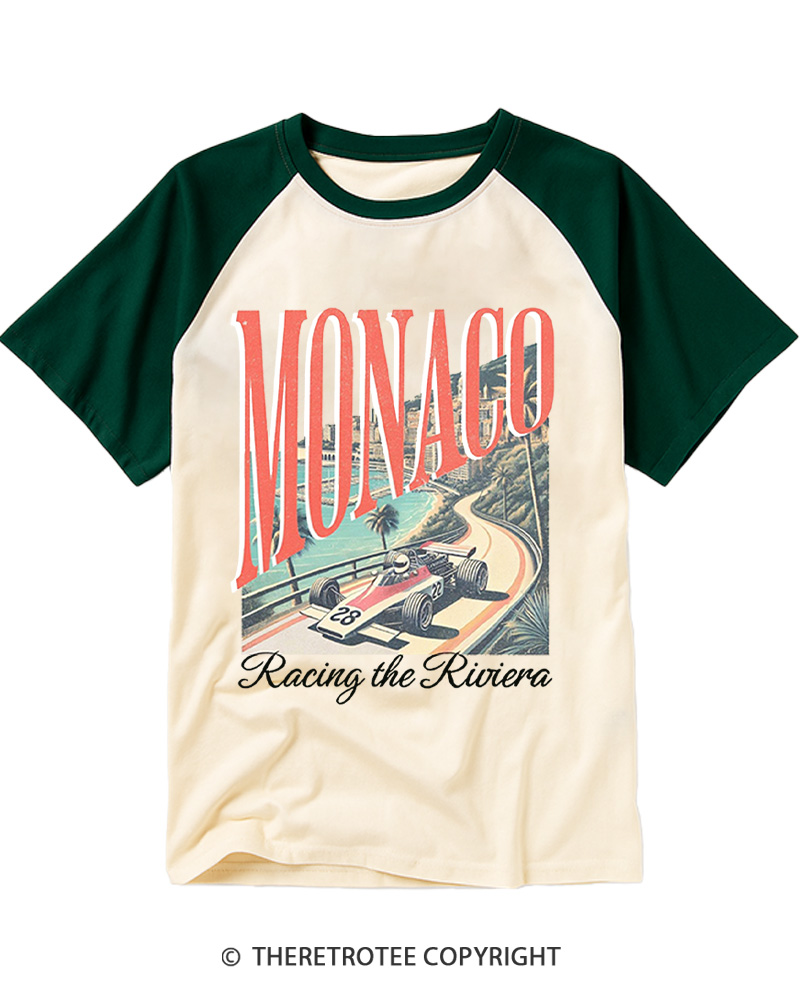 TheRetroTee Monaco Racer  1960s Raglan Baseball T-Shirt