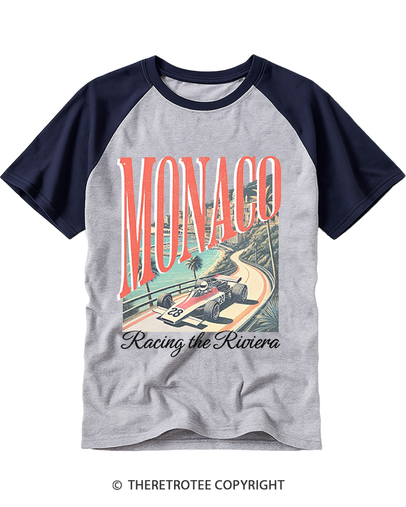 TheRetroTee Monaco Racer  1960s Raglan Baseball T-Shirt