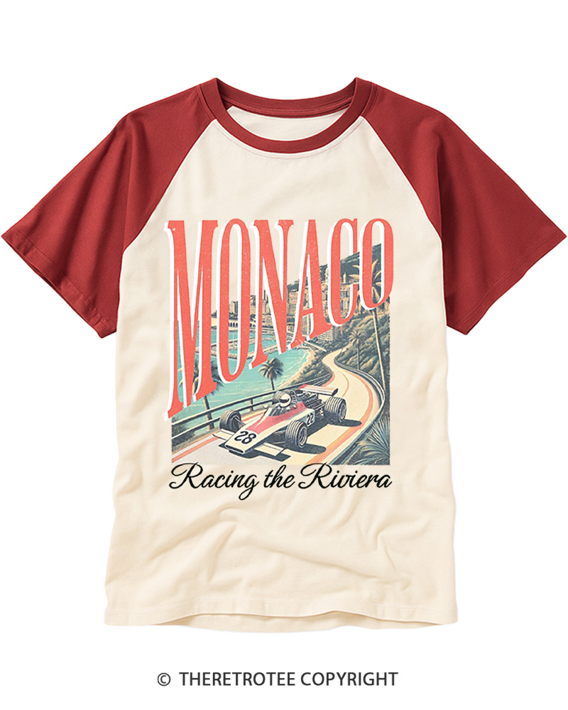 TheRetroTee Monaco Racer  1960s Raglan Baseball T-Shirt