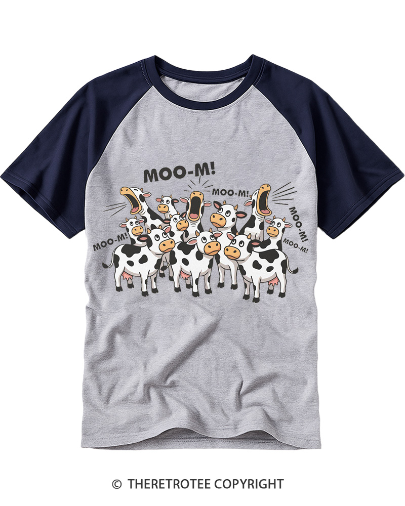 TheRetroTee Moo-m Cow 1990s Raglan Baseball T-Shirt