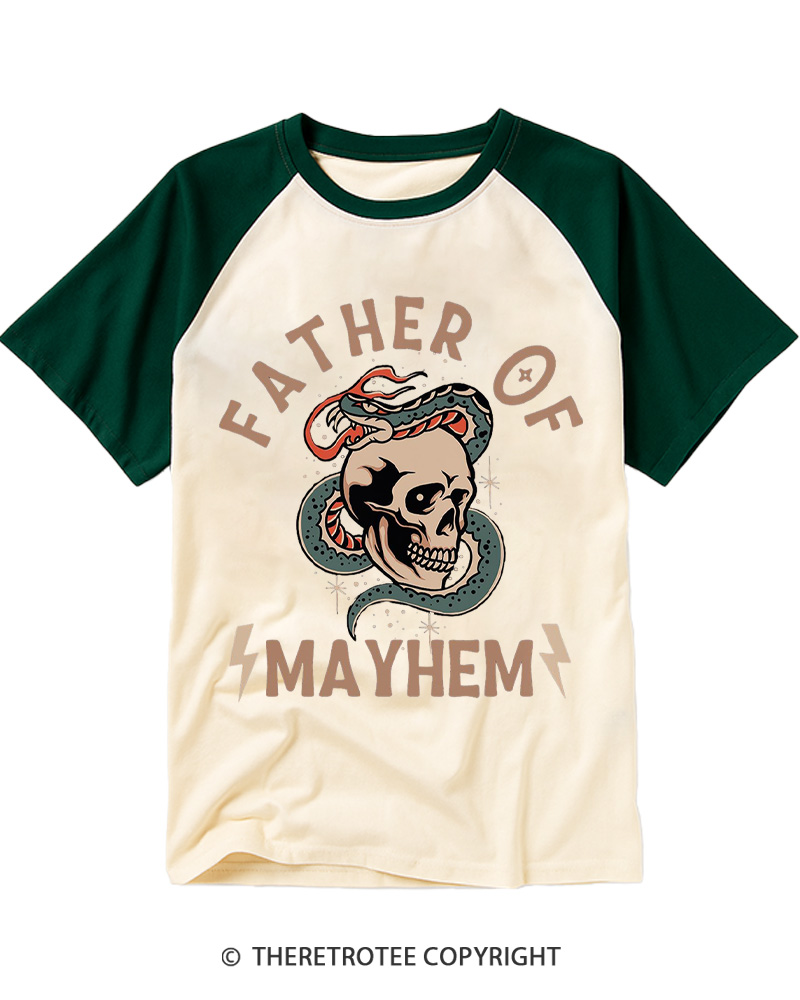 TheRetroTee Mother Of Mayhem 1980s Raglan Baseball T-Shirt