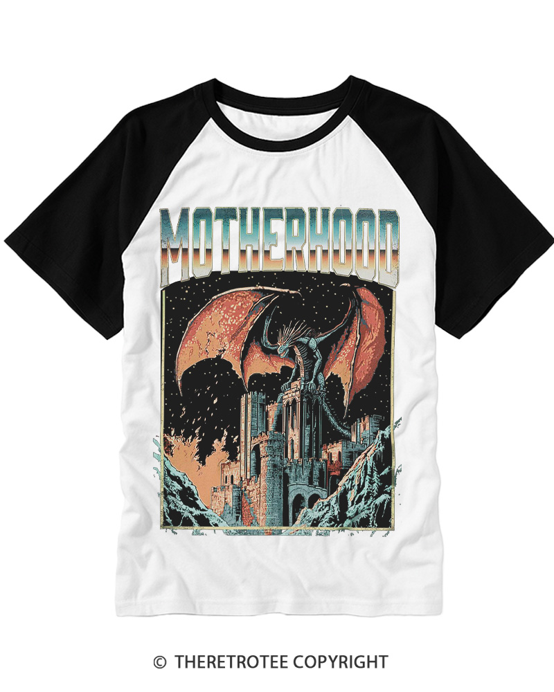 TheRetroTee Motherhood 1980s Raglan Baseball T-Shirt