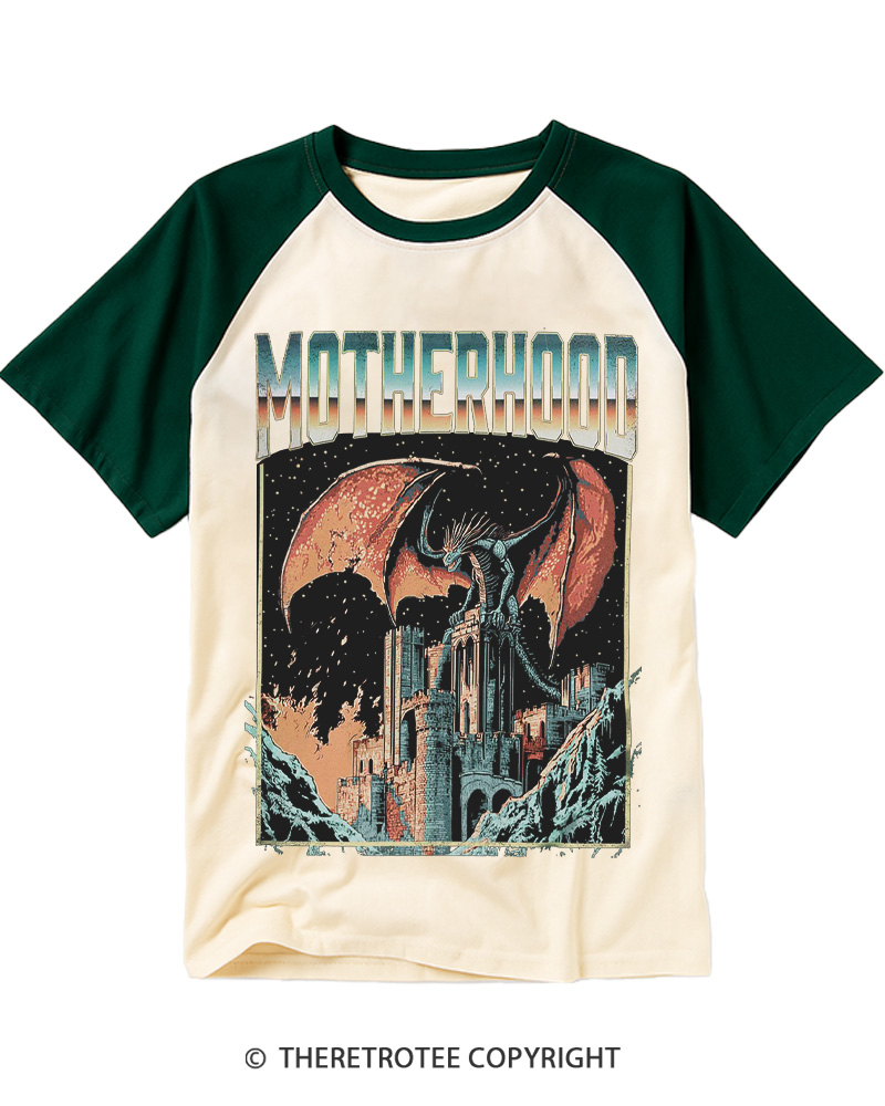 TheRetroTee Motherhood 1980s Raglan Baseball T-Shirt