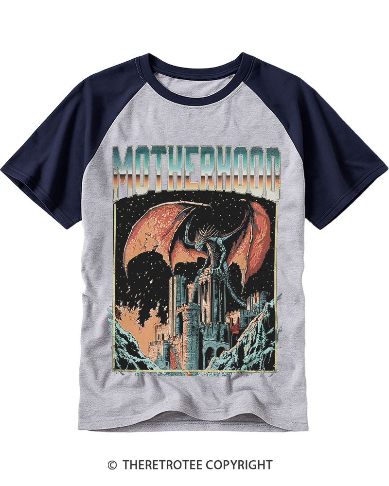 TheRetroTee Motherhood 1980s Raglan Baseball T-Shirt