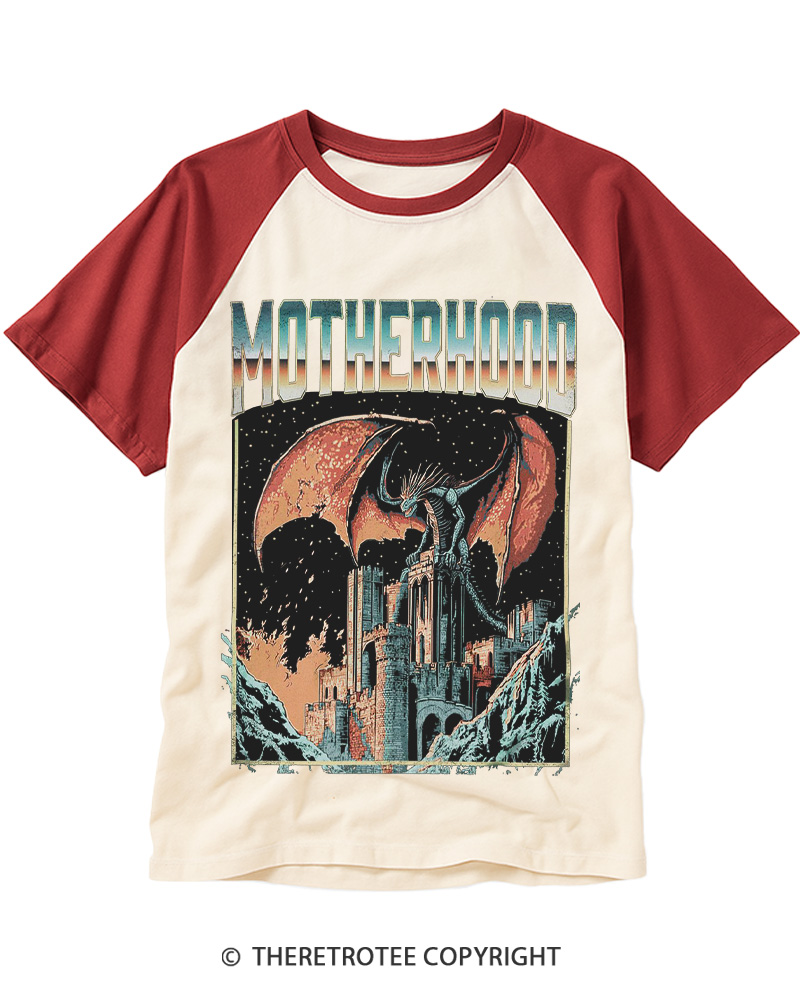 TheRetroTee Motherhood 1980s Raglan Baseball T-Shirt