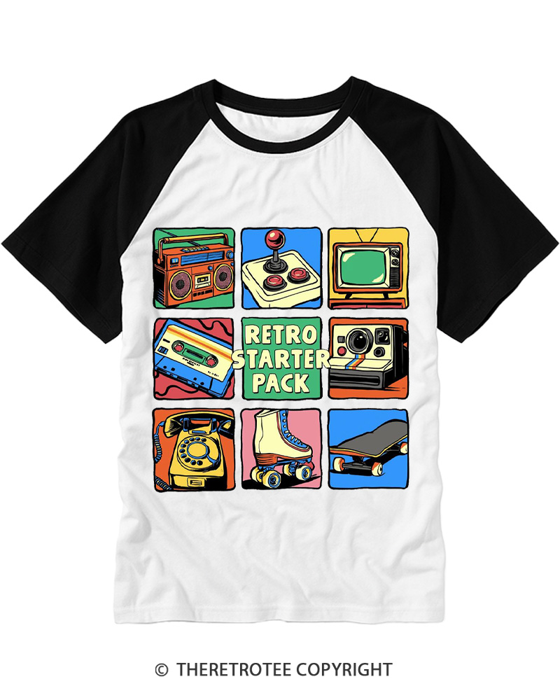 TheRetroTee Retro Starter Pack 1990s Raglan Baseball T-Shirt