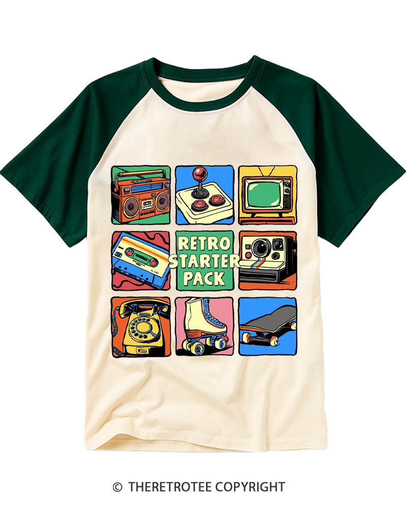 TheRetroTee Retro Starter Pack 1990s Raglan Baseball T-Shirt