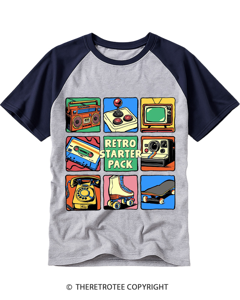TheRetroTee Retro Starter Pack 1990s Raglan Baseball T-Shirt