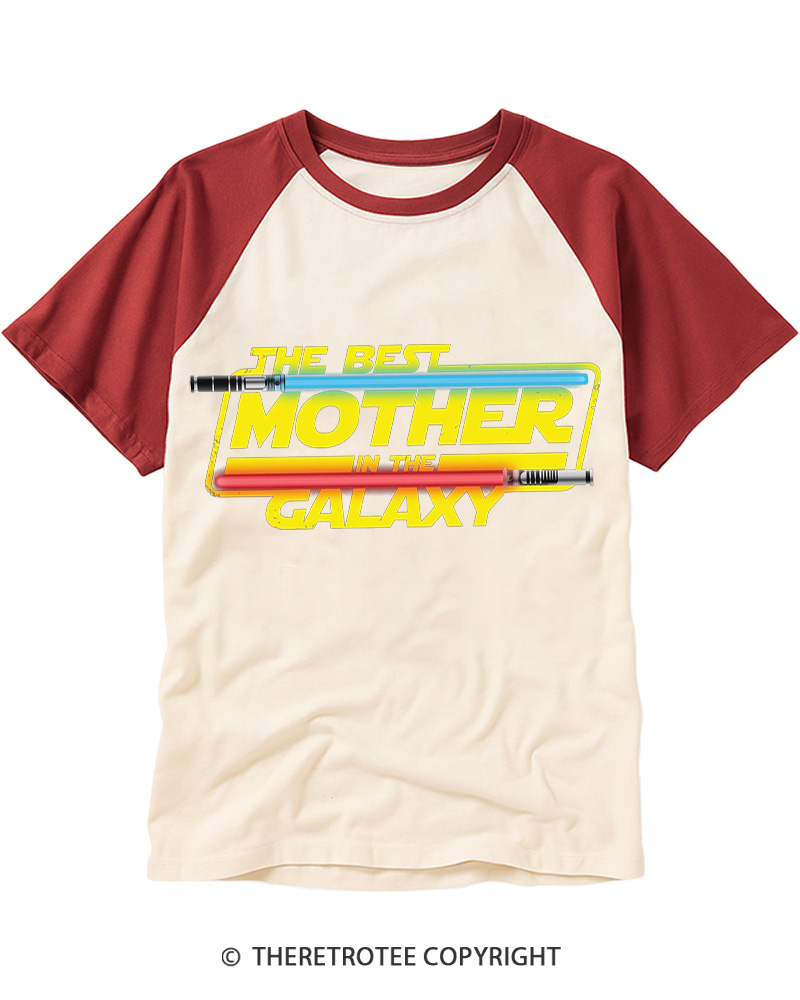 TheRetroTee The Best Mother in the Galaxy 1980s Raglan Baseball T-Shirt