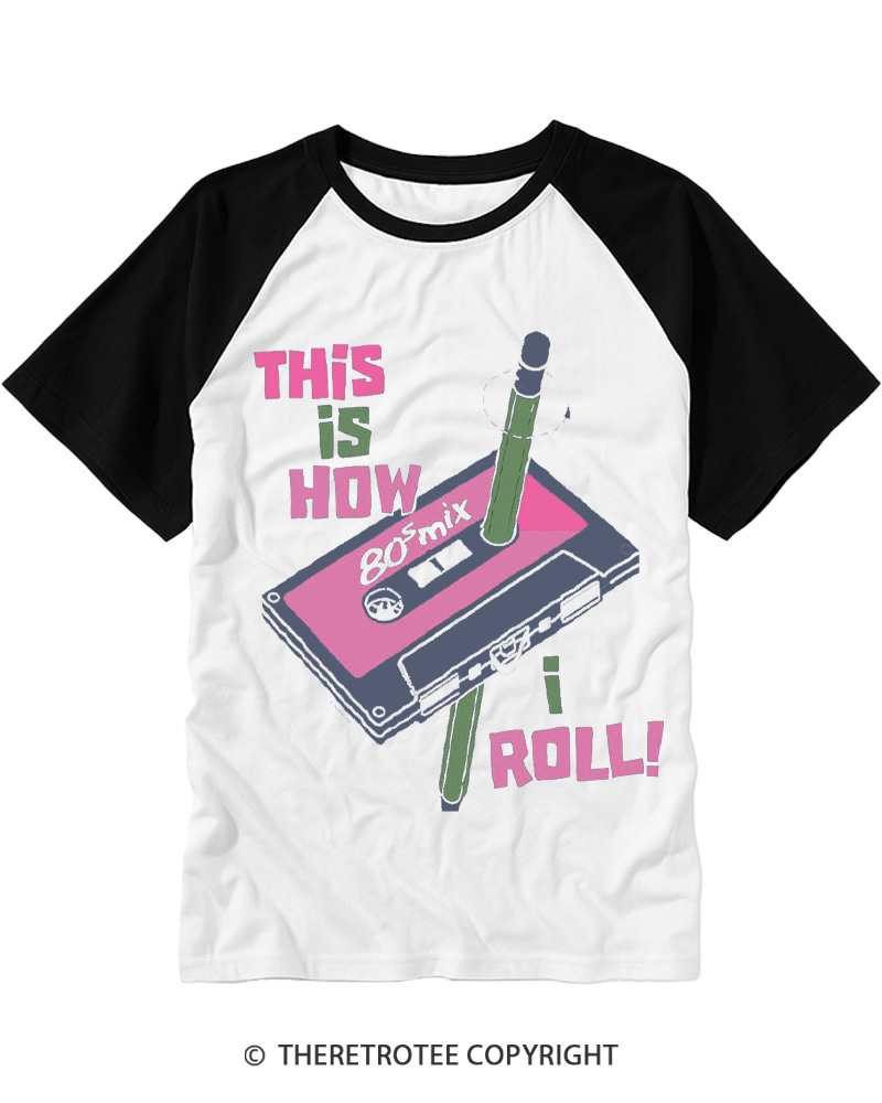 TheRetroTee This Is How I Roll 1980s Raglan Baseball T-Shirt