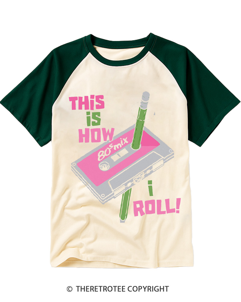 TheRetroTee This Is How I Roll 1980s Raglan Baseball T-Shirt