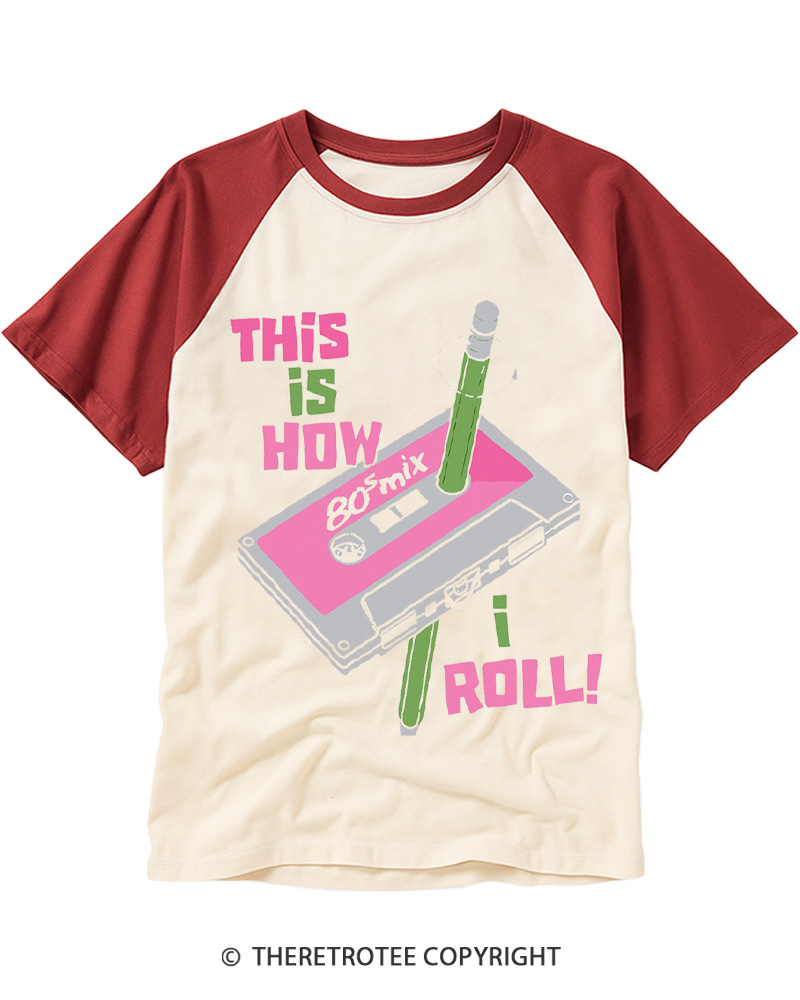TheRetroTee This Is How I Roll 1980s Raglan Baseball T-Shirt
