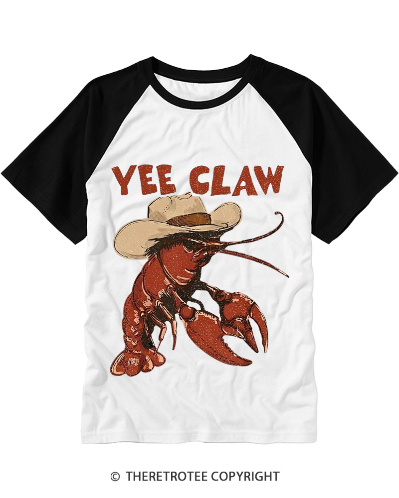 TheRetroTee Trendy Yee Claw 1980s Raglan Baseball T-Shirt