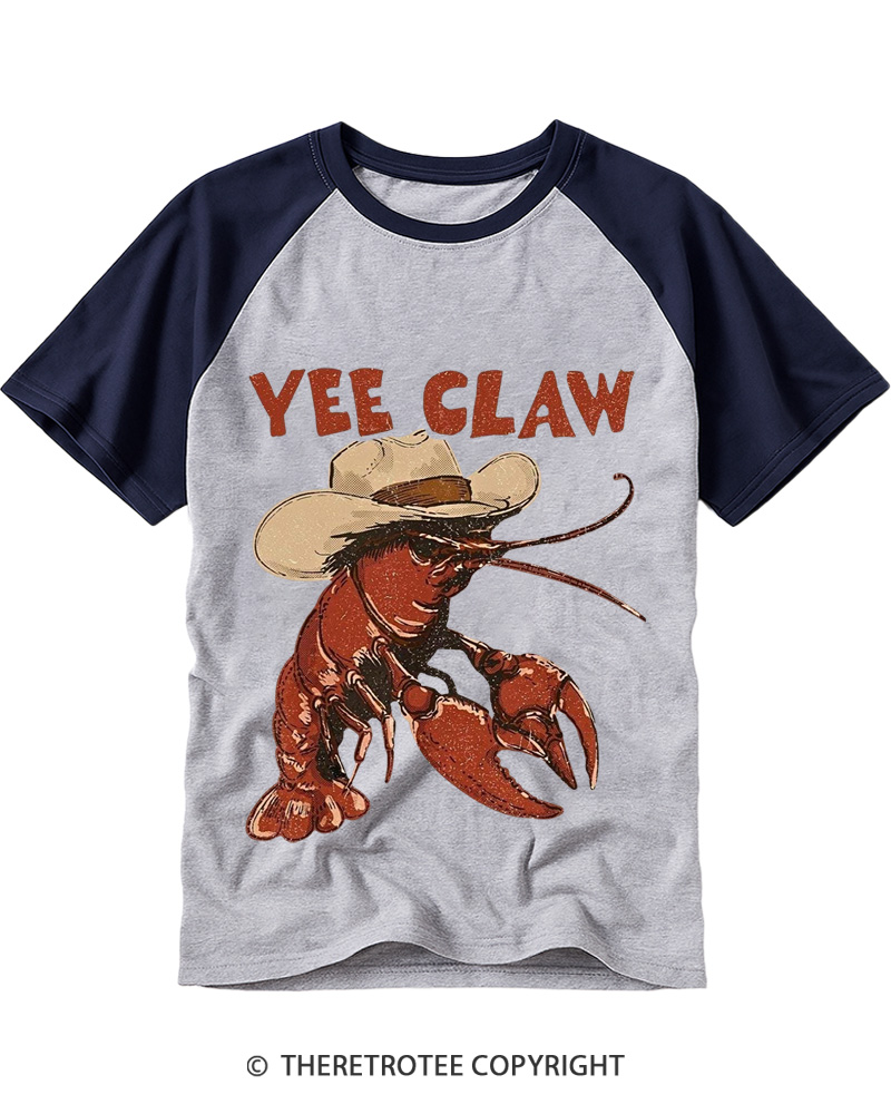 TheRetroTee Trendy Yee Claw 1980s Raglan Baseball T-Shirt