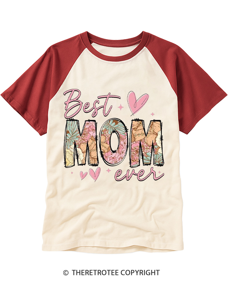 TheRetroTee Best Mom Ever 1980s Raglan Baseball T-Shirt