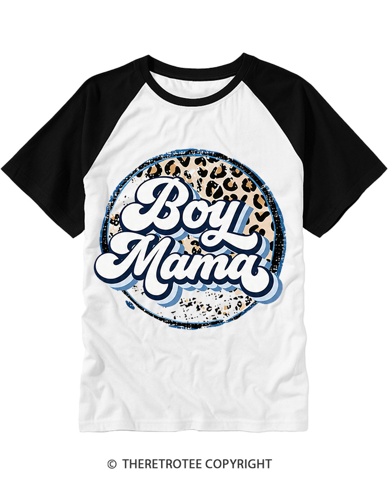 TheRetroTee Boy Mama 1980s Raglan Baseball T-Shirt