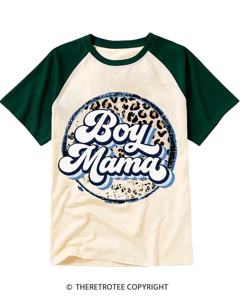 TheRetroTee Boy Mama 1980s Raglan Baseball T-Shirt