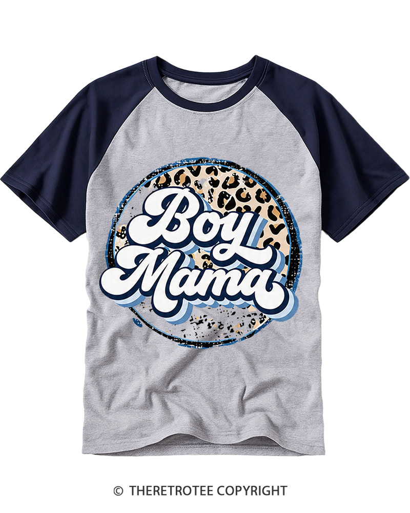TheRetroTee Boy Mama 1980s Raglan Baseball T-Shirt