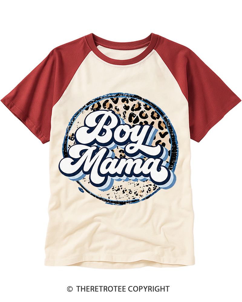 TheRetroTee Boy Mama 1980s Raglan Baseball T-Shirt