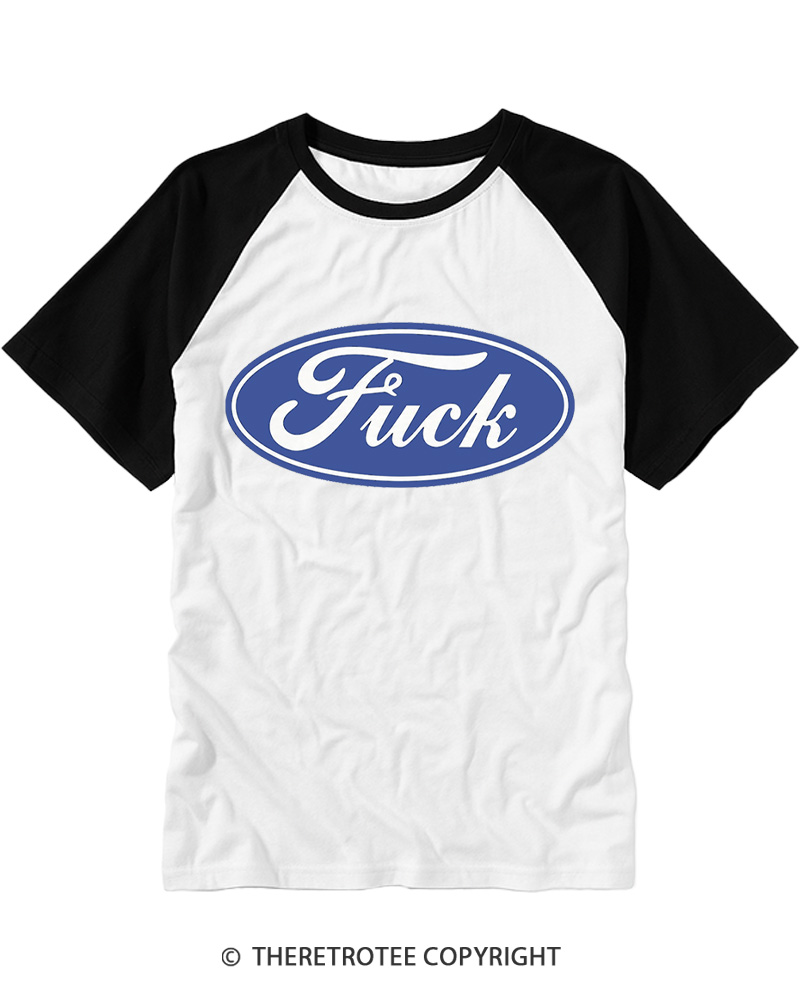 TheRetroTee Funny Fck Logo 1980s Raglan Baseball T-Shirt