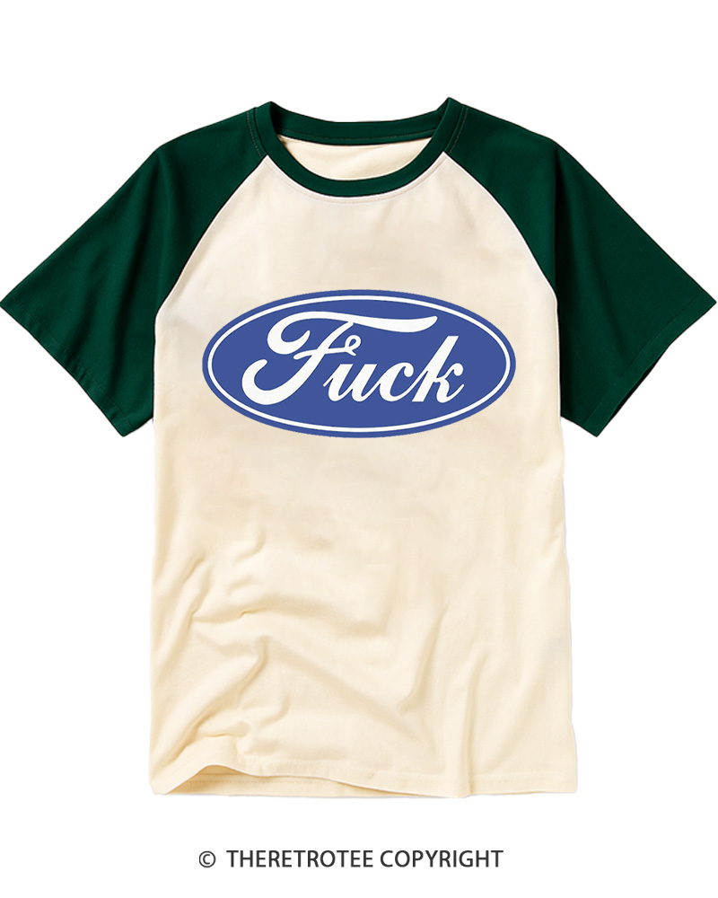 TheRetroTee Funny Fck Logo 1980s Raglan Baseball T-Shirt
