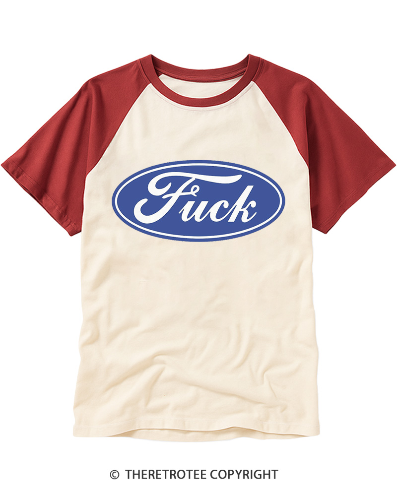 TheRetroTee Funny Fck Logo 1980s Raglan Baseball T-Shirt