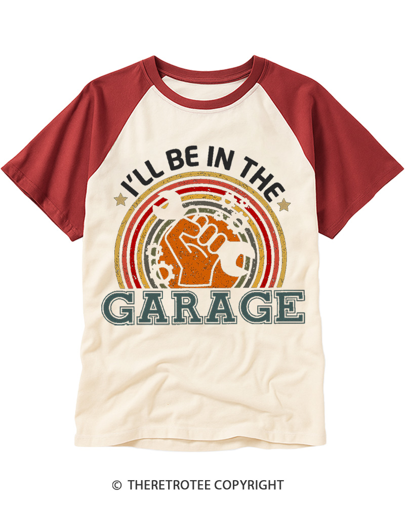 TheRetroTee Garage Mechanic 1970s Raglan Baseball T-Shirt