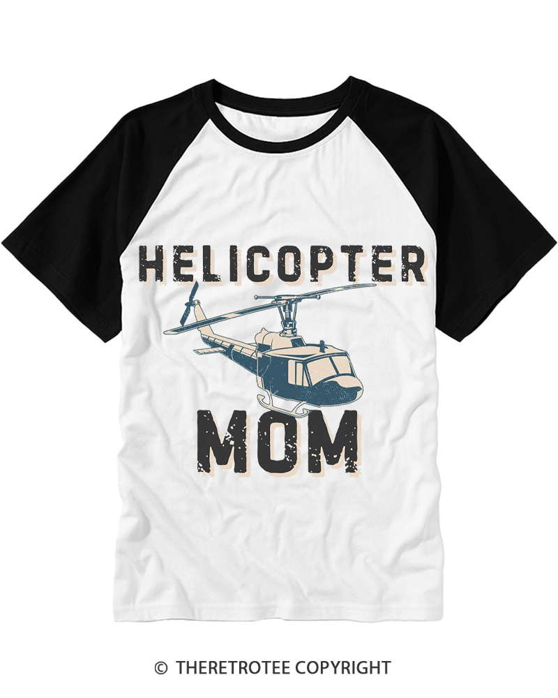 TheRetroTee Helicopter Mom 1980s Raglan Baseball T-Shirt