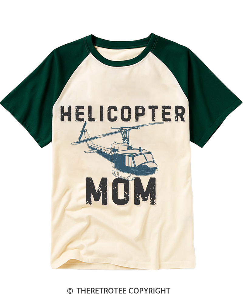 TheRetroTee Helicopter Mom 1980s Raglan Baseball T-Shirt