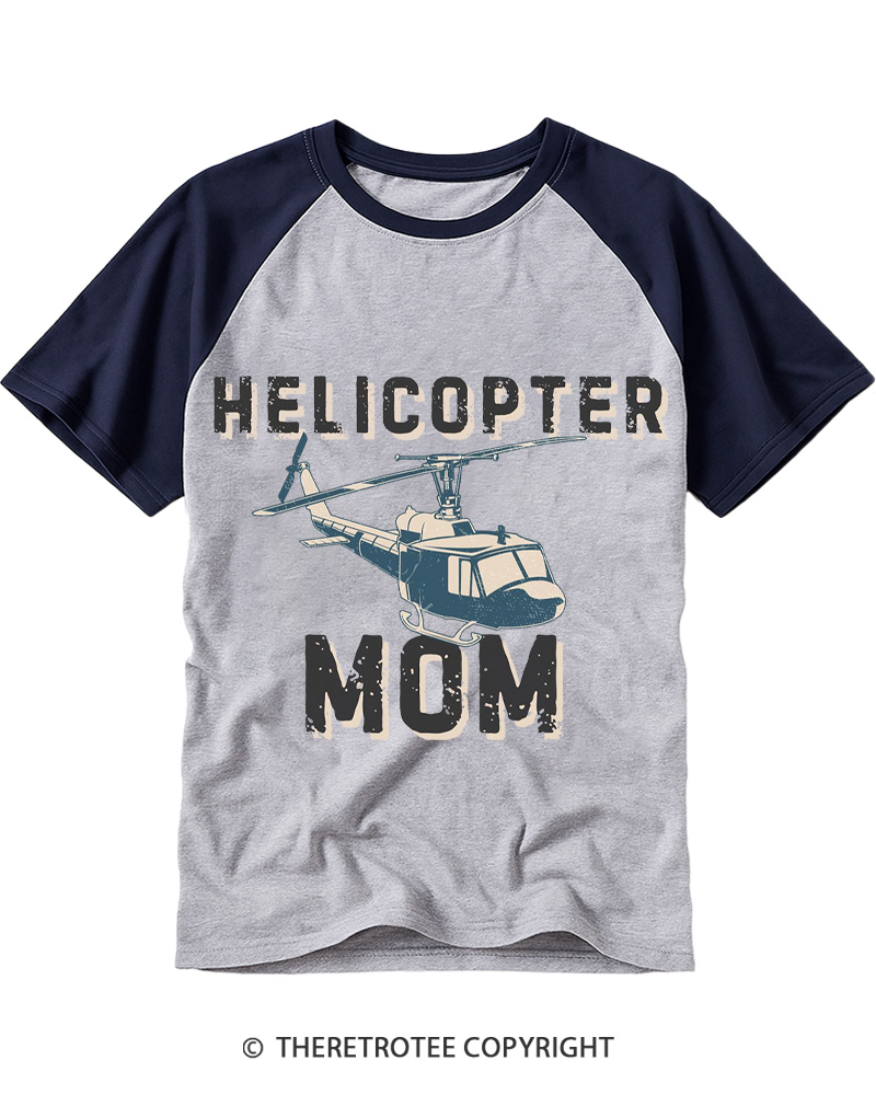 TheRetroTee Helicopter Mom 1980s Raglan Baseball T-Shirt