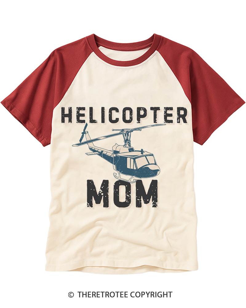 TheRetroTee Helicopter Mom 1980s Raglan Baseball T-Shirt