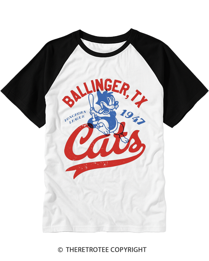 TheRetroTee Ballinger Cats 1947 Raglan Baseball T-Shirt
