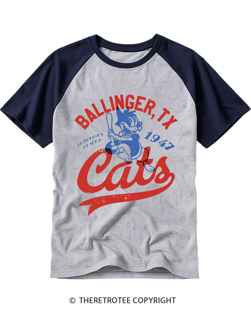TheRetroTee Ballinger Cats 1947 Raglan Baseball T-Shirt