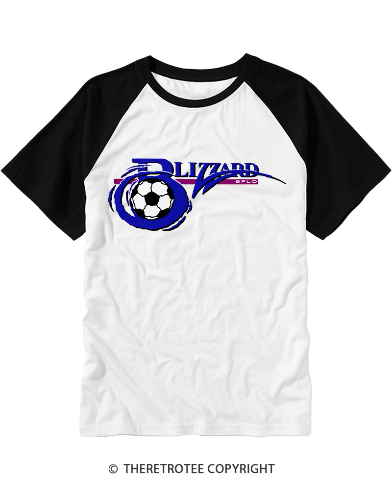 TheRetroTee Buffalo Blizzard 1990s Raglan Baseball T-Shirt