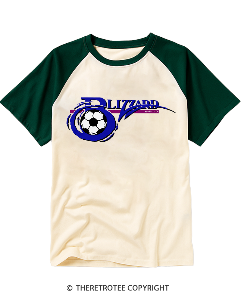 TheRetroTee Buffalo Blizzard 1990s Raglan Baseball T-Shirt