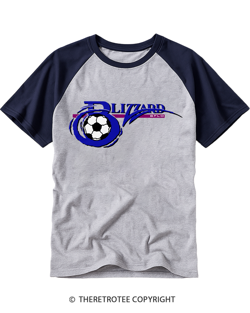 TheRetroTee Buffalo Blizzard 1990s Raglan Baseball T-Shirt