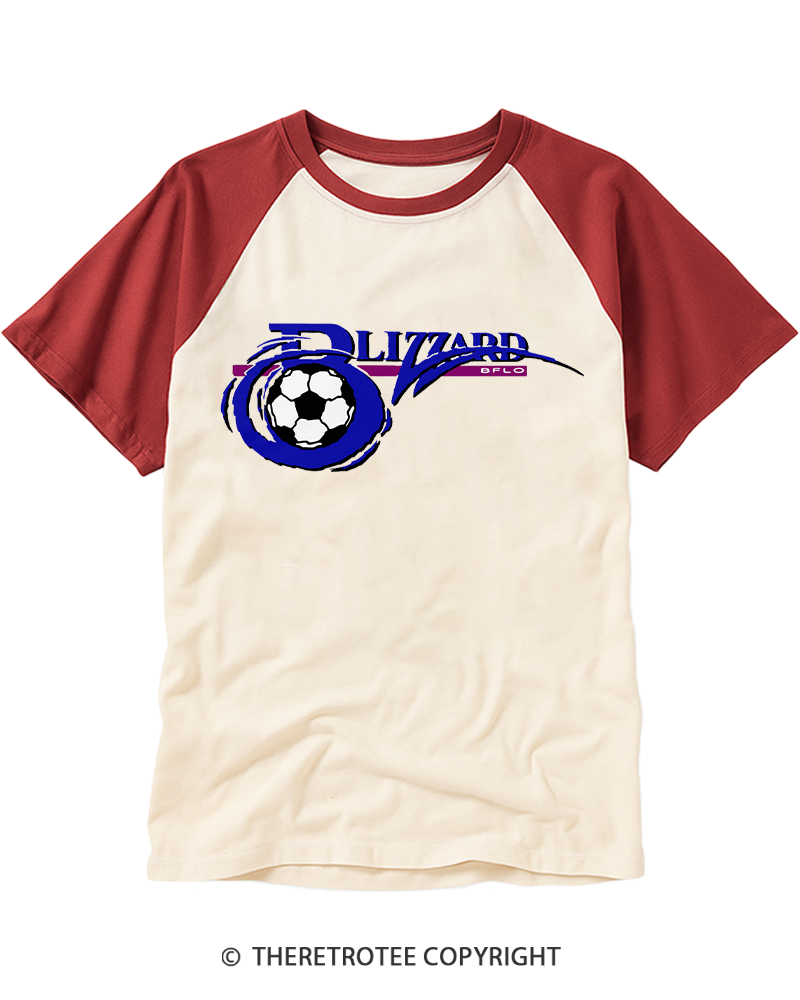TheRetroTee Buffalo Blizzard 1990s Raglan Baseball T-Shirt