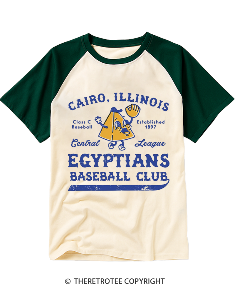 TheRetroTee Cairo Egyptians 1897 Raglan Baseball T-Shirt