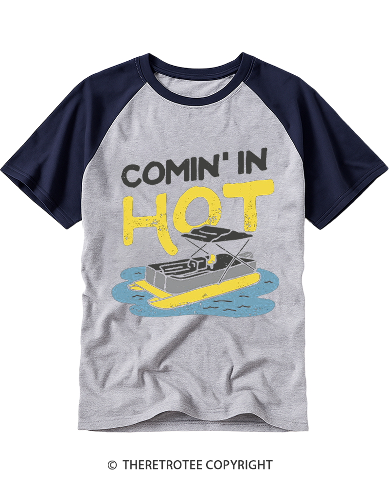 TheRetroTee Comin' in Hot 1980s Raglan Baseball T-Shirt