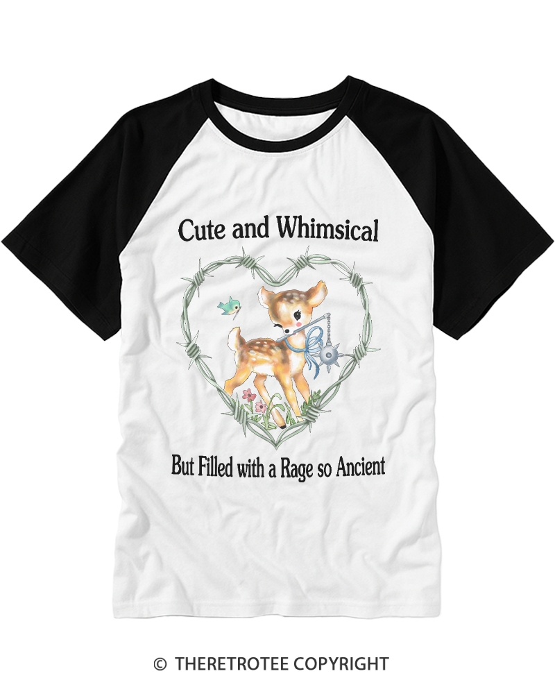 TheRetroTee Cute And Whimsical 1970s Raglan Baseball T-Shirt