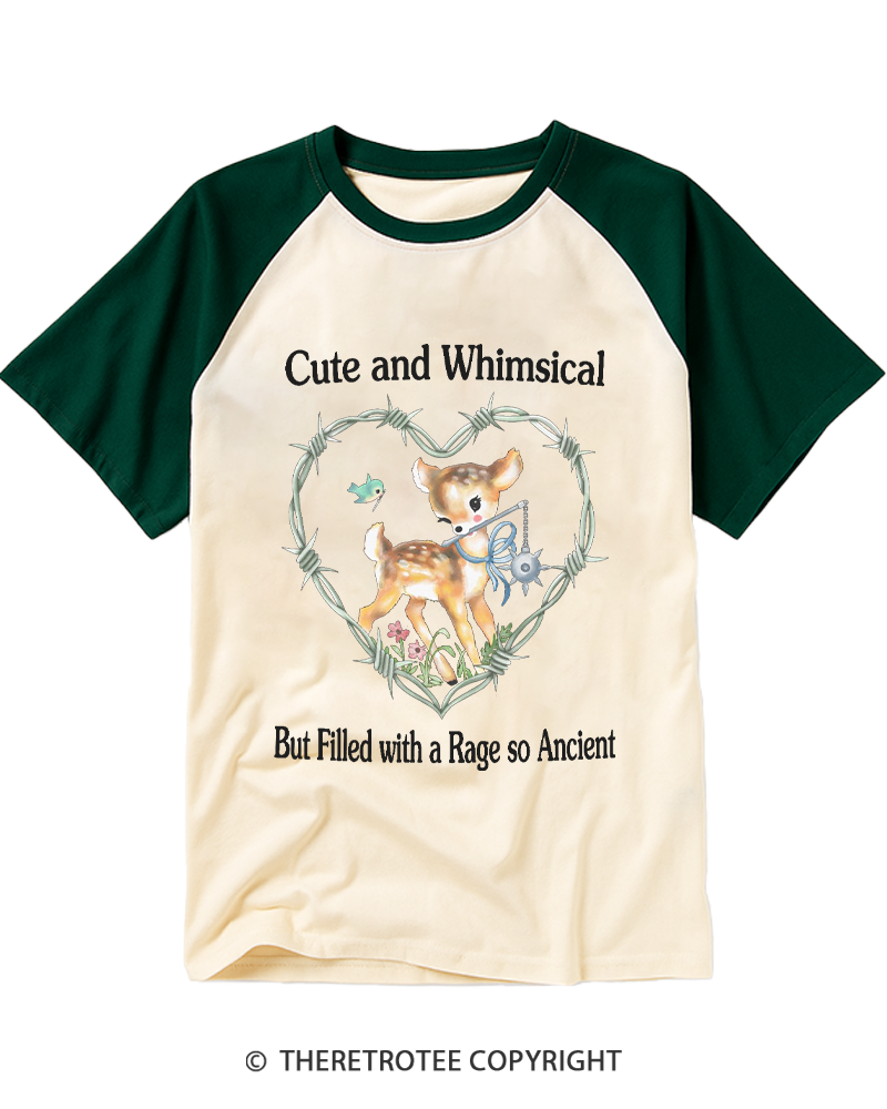 TheRetroTee Cute And Whimsical 1970s Raglan Baseball T-Shirt
