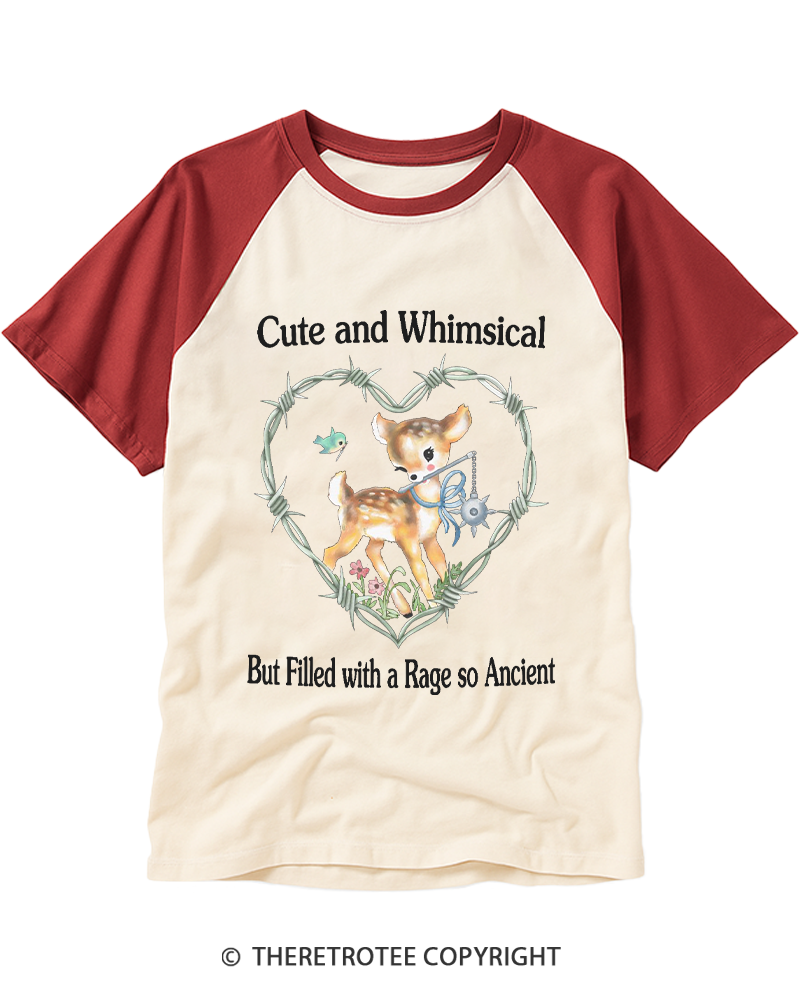 TheRetroTee Cute And Whimsical 1970s Raglan Baseball T-Shirt