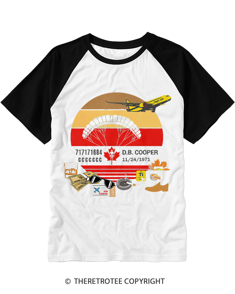 TheRetroTee D.B. Cooper 1970s Raglan Baseball T-Shirt