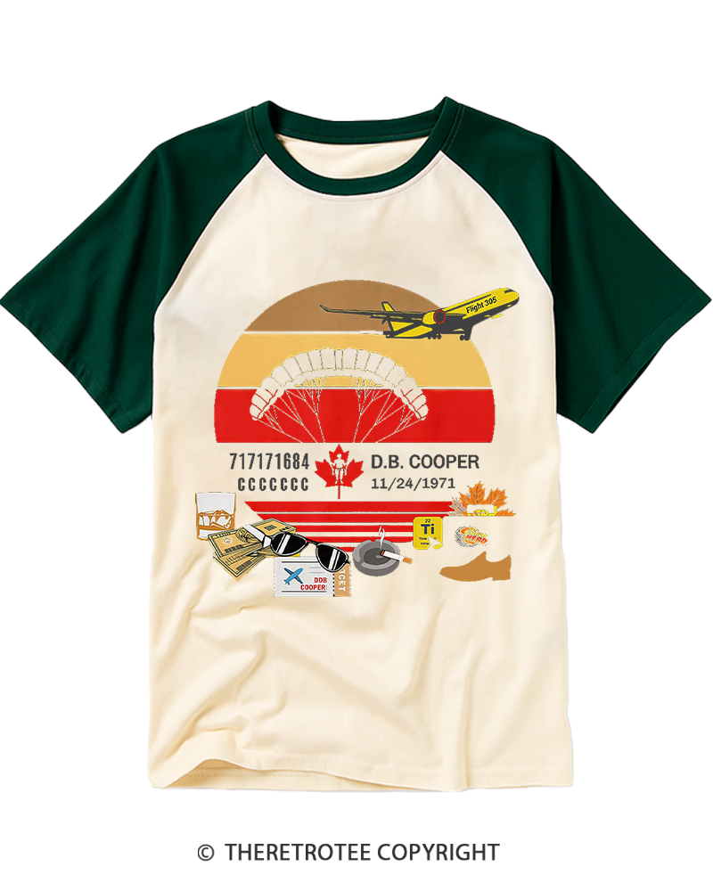 TheRetroTee D.B. Cooper 1970s Raglan Baseball T-Shirt