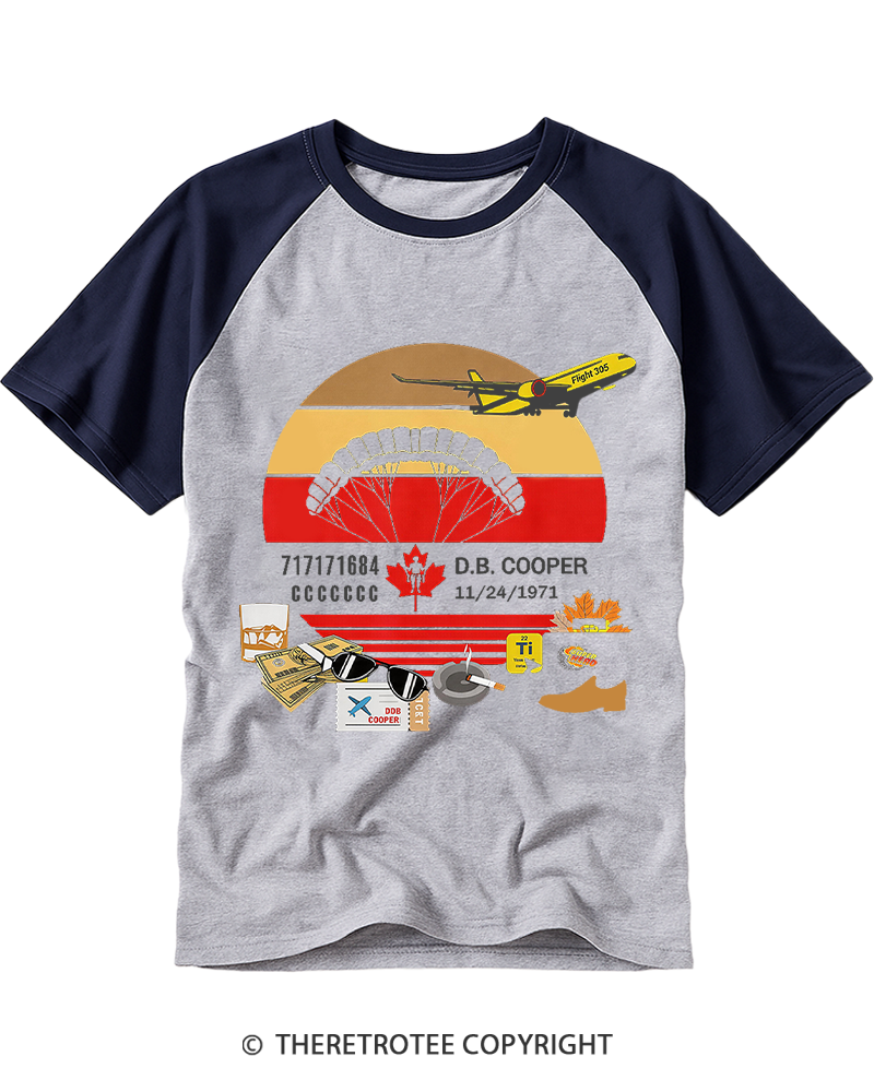 TheRetroTee D.B. Cooper 1970s Raglan Baseball T-Shirt