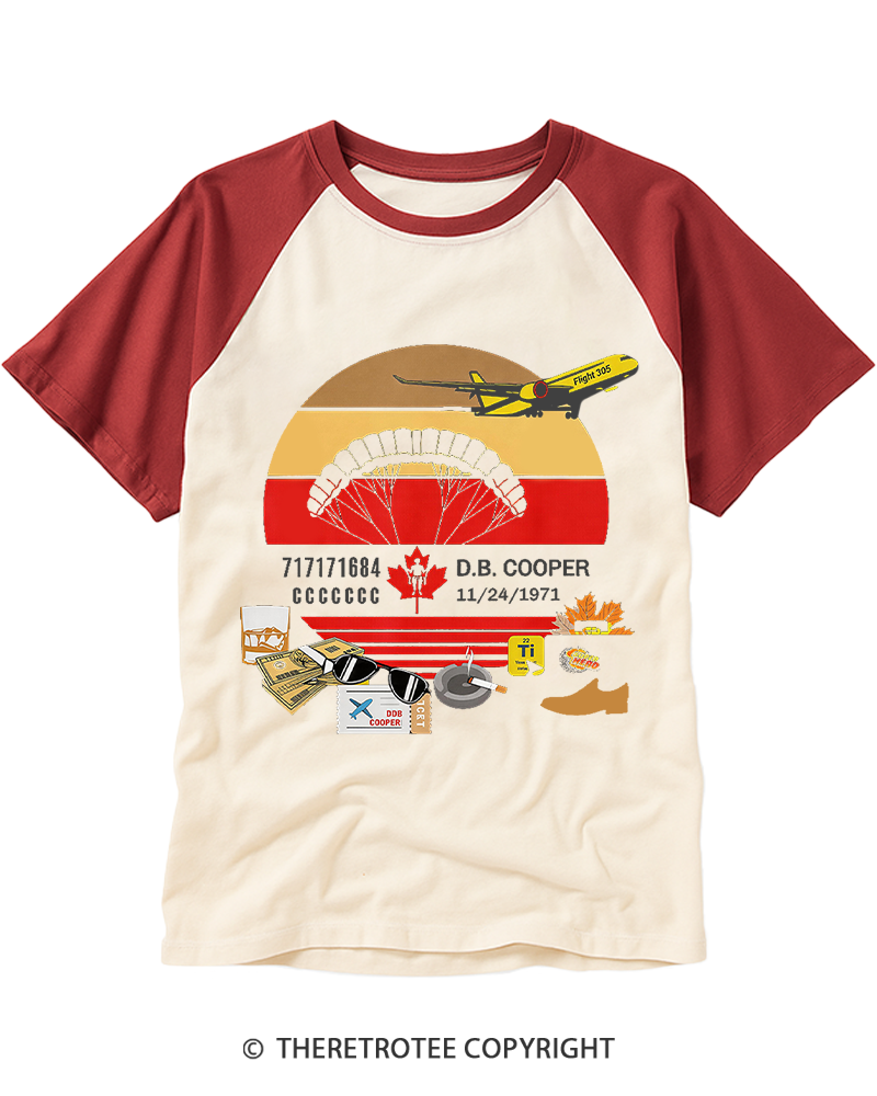 TheRetroTee D.B. Cooper 1970s Raglan Baseball T-Shirt
