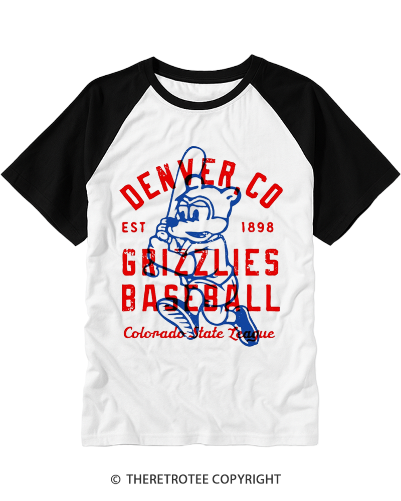 TheRetroTee Denver Grizzlies 1898 Raglan Baseball T-Shirt