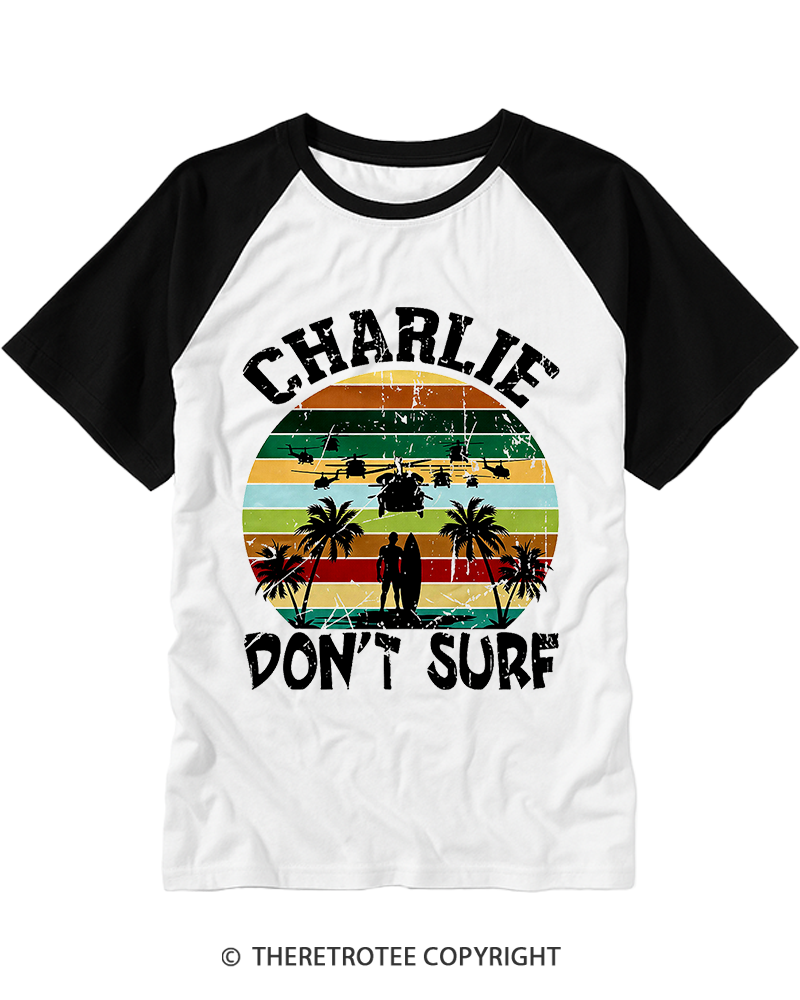 TheRetroTee Don't Surf 1970s Raglan Baseball T-Shirt