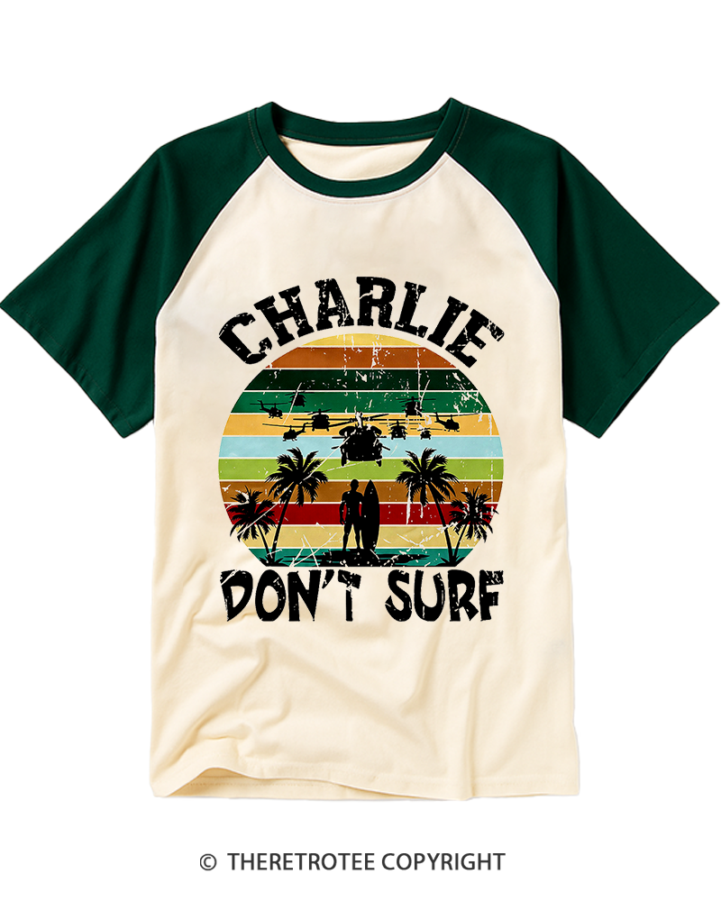 TheRetroTee Don't Surf 1970s Raglan Baseball T-Shirt